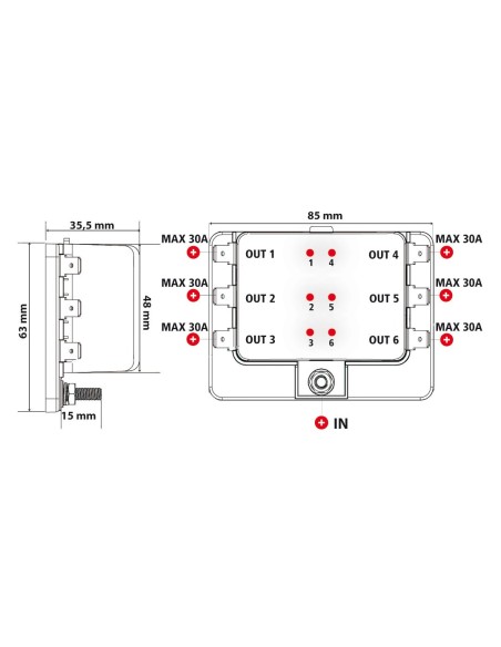 |AutoNeo.roCutie sigurante 1 intrare 6 iesiri 12/24V