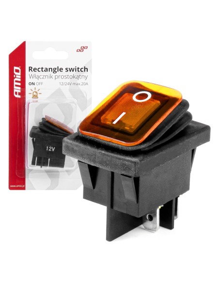 |AutoNeo.roIntrerupator On/Off, 12/24V, dreptunghiular, waterproof, iluminat culoare Galben, destinatie auto