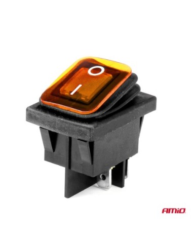 |AutoNeo.roIntrerupator On/Off, 12/24V, dreptunghiular, waterproof, iluminat culoare Galben, destinatie auto
