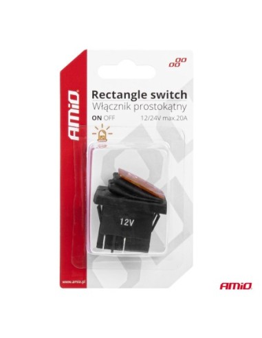 |AutoNeo.roIntrerupator On/Off, 12/24V, dreptunghiular, waterproof, iluminat culoare Galben, destinatie auto