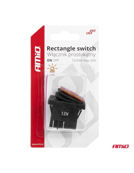 |AutoNeo.roIntrerupator On/Off, 12/24V, dreptunghiular, waterproof, iluminat culoare Galben, destinatie auto