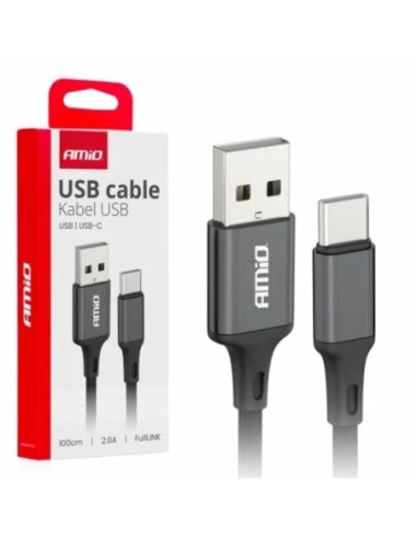 Cablu de date si incarcare USB la tip USB Type-C 2A 100cm FullLINK Amio|AutoNeo.ro