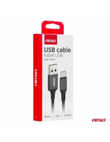 Cablu de date si incarcare USB la tip USB Type-C 2A 100cm FullLINK Amio|AutoNeo.ro